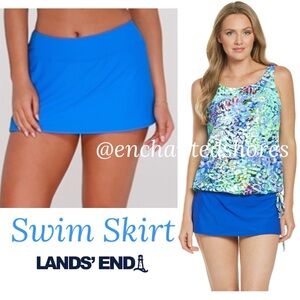 Lands End Skort Swim Skirt Sport Comfort Stretch Knit Coastal Blue Size 10